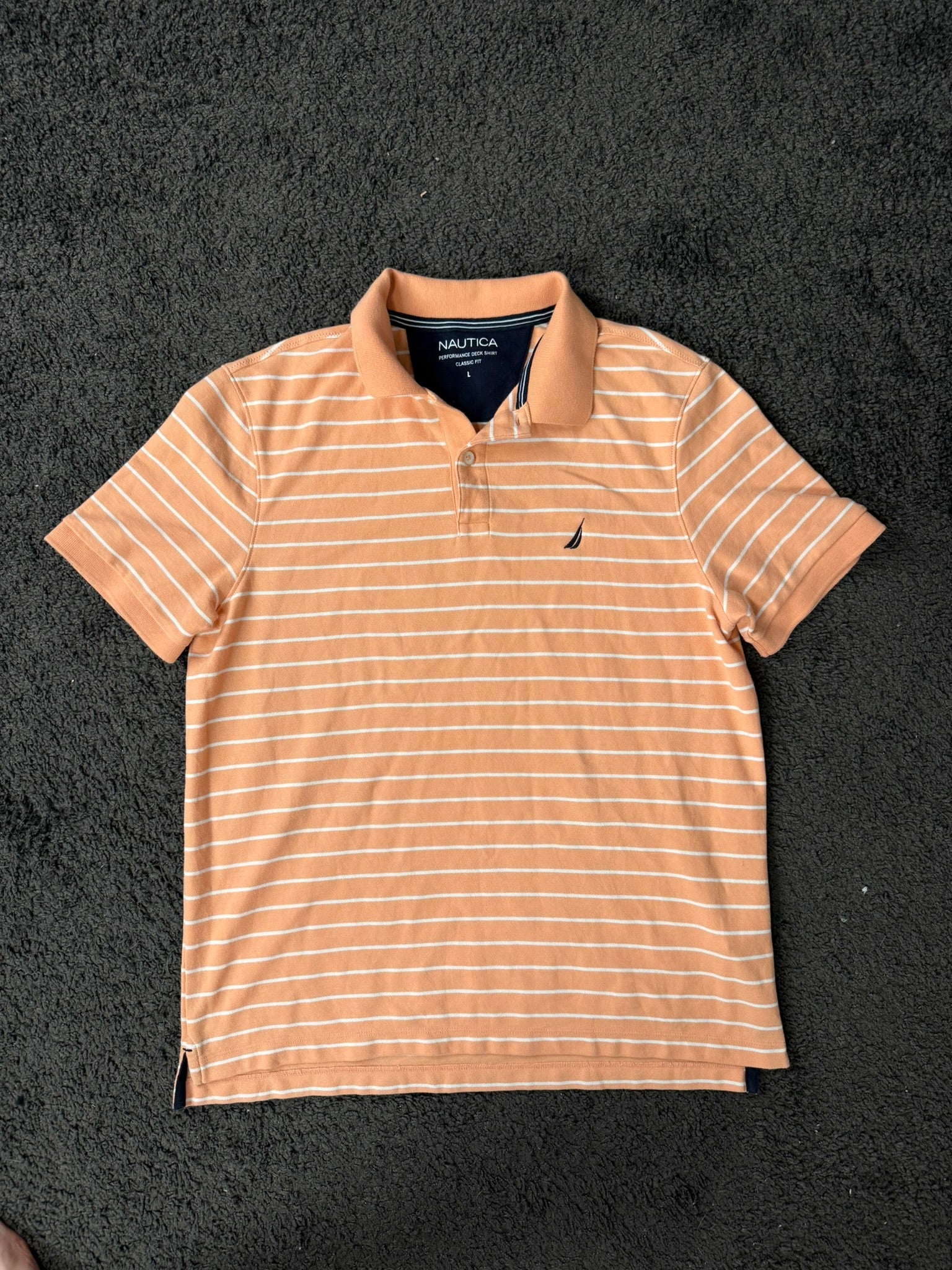 Nautica Polo Shirt in Orange mit weissen Streifen