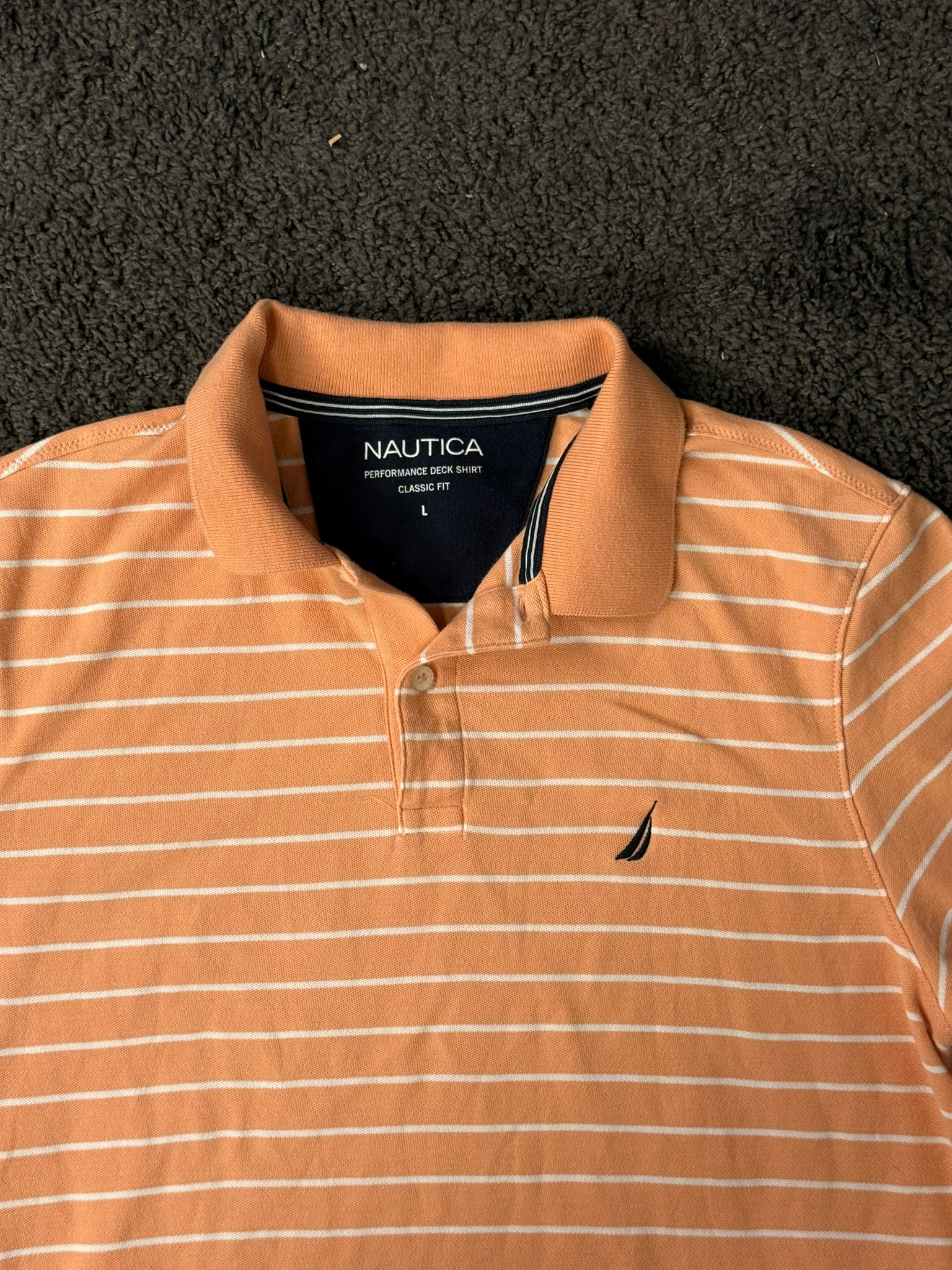 Nautica Polo Shirt in Orange mit weissen Streifen