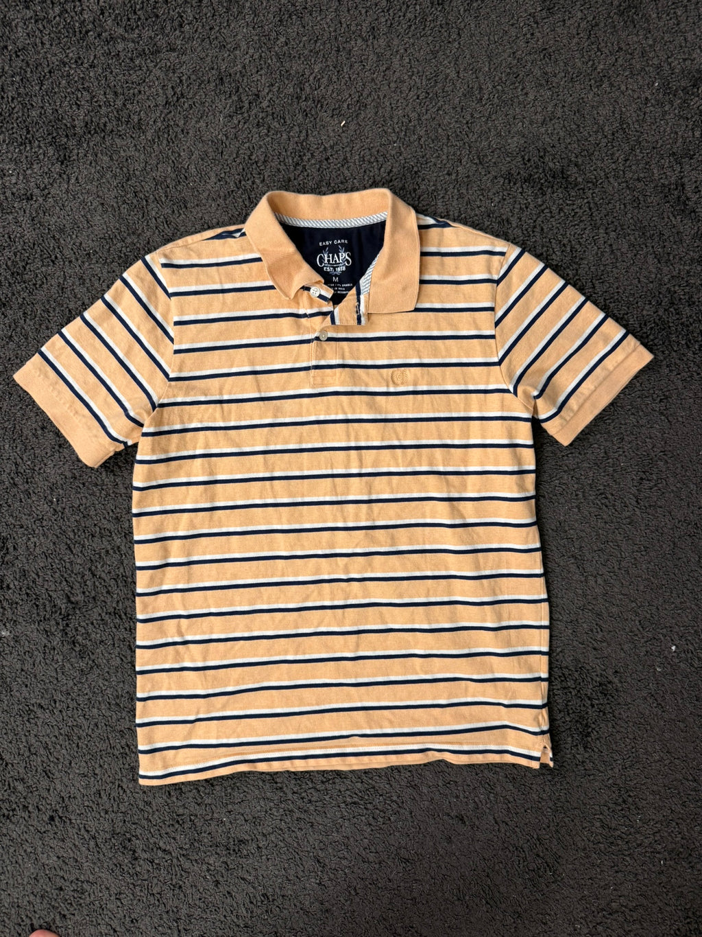 Chaps Polo Shirt gestreift in Beige/Orange mit Navy Streifen