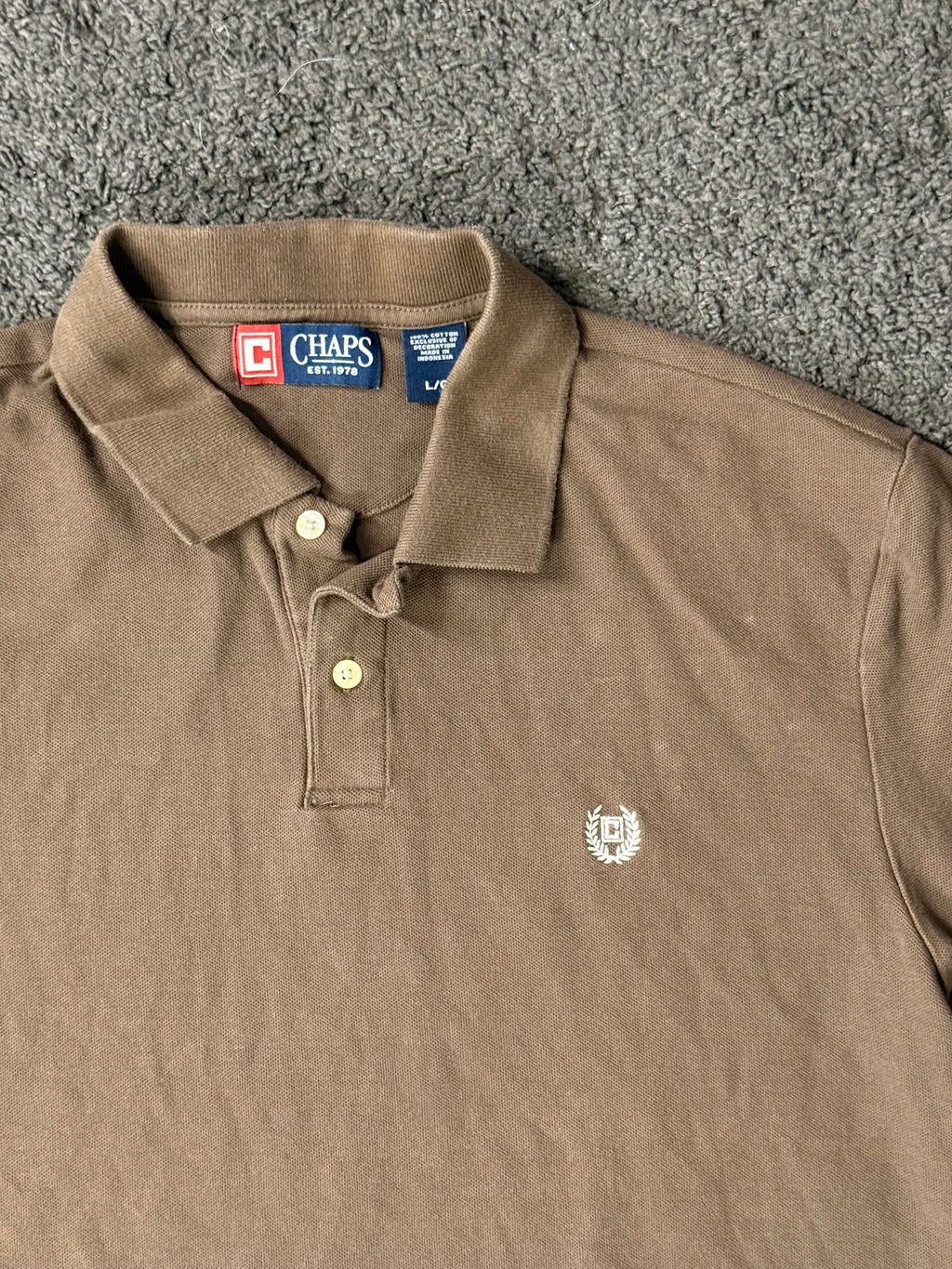 Chaps Men's Brown and Tan Polo-shirts