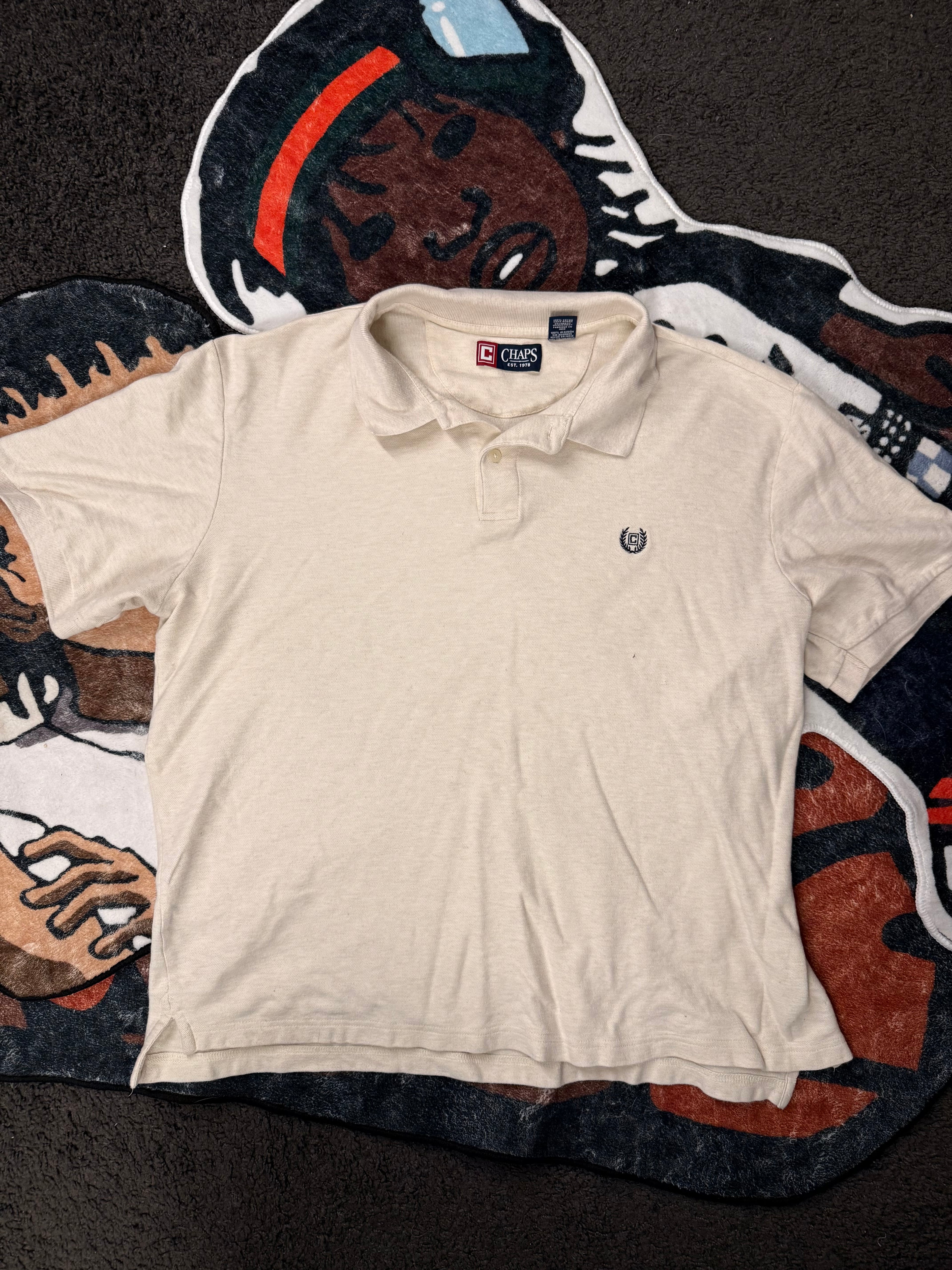 Chaps Men's Cream and White Polo-shirts