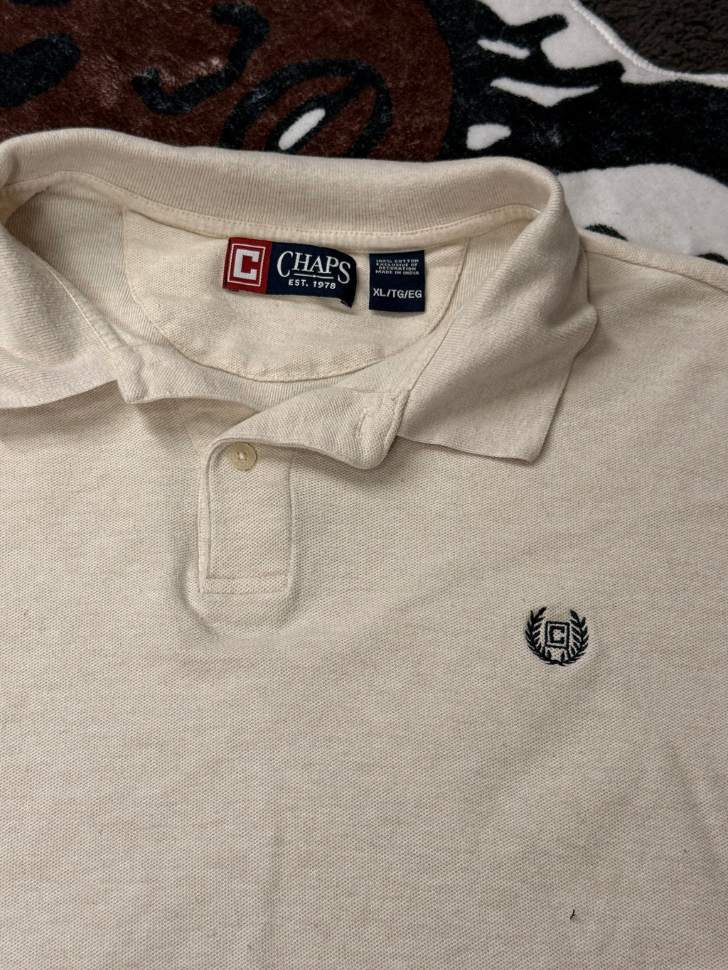 Chaps Men's Cream and White Polo-shirts