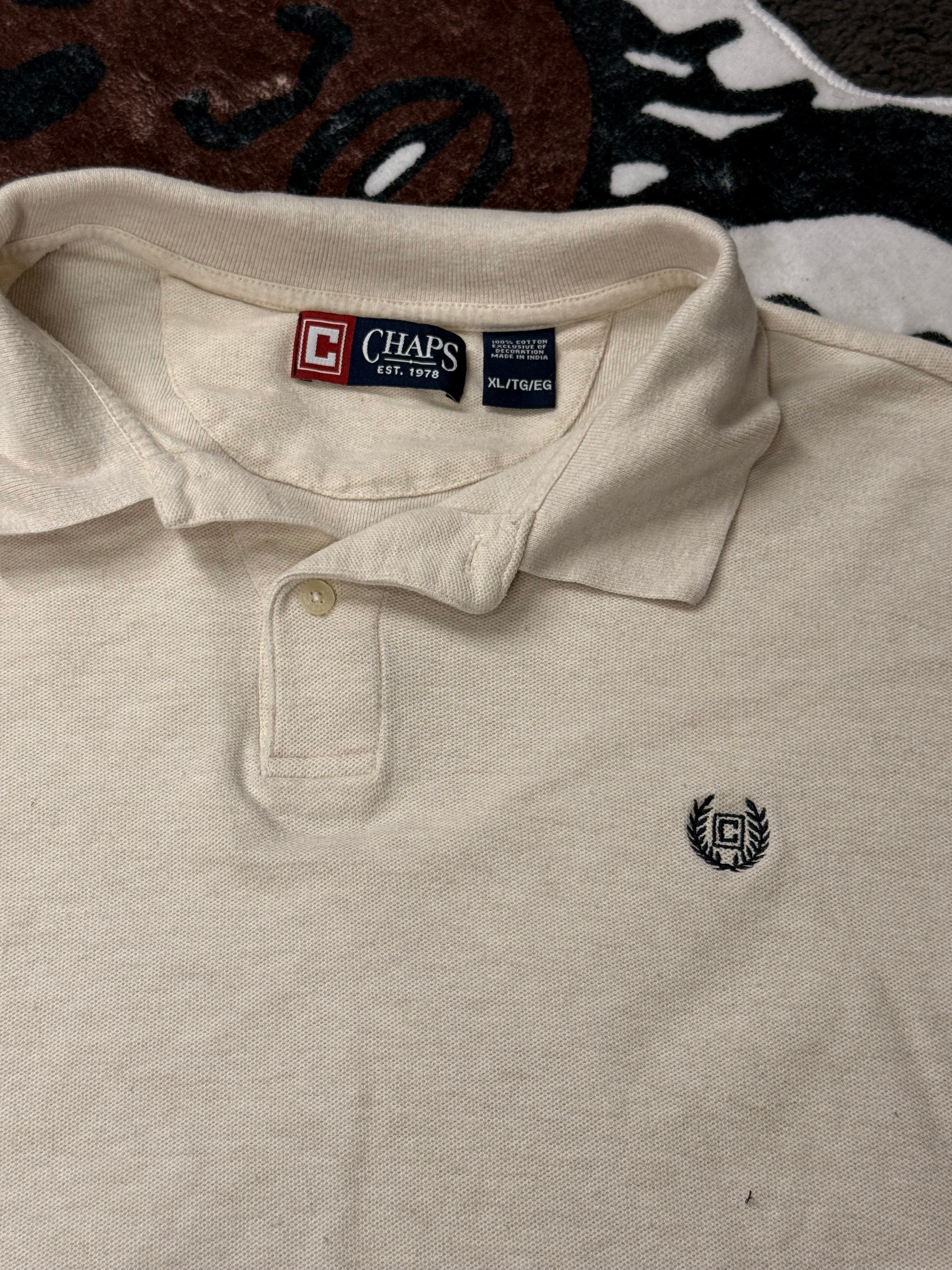 Chaps Men's Cream and White Polo-shirts