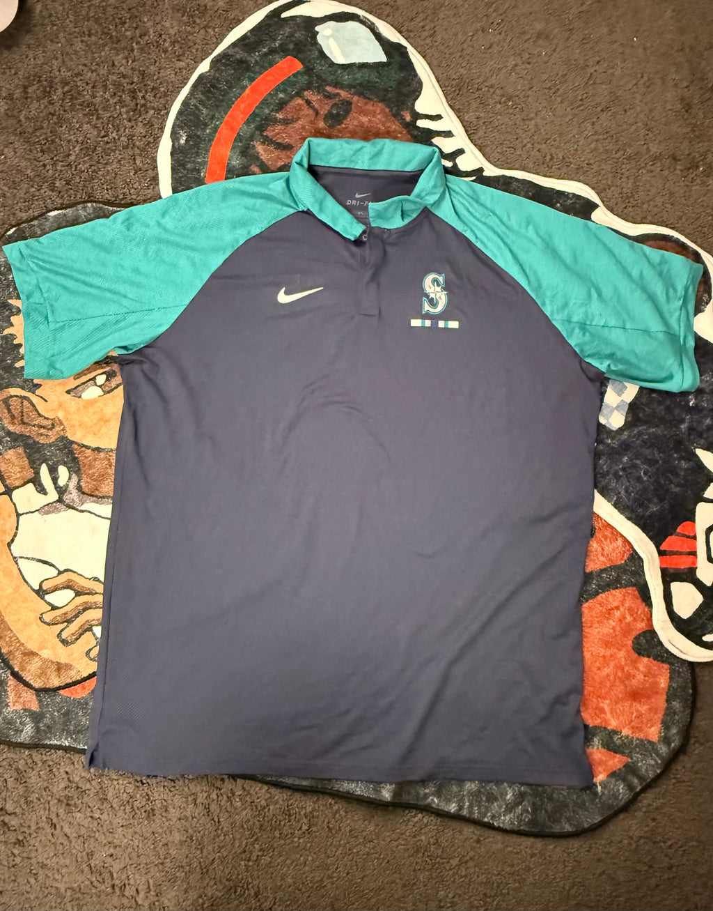 Nike Men's Navy and Blue Polo-shirts