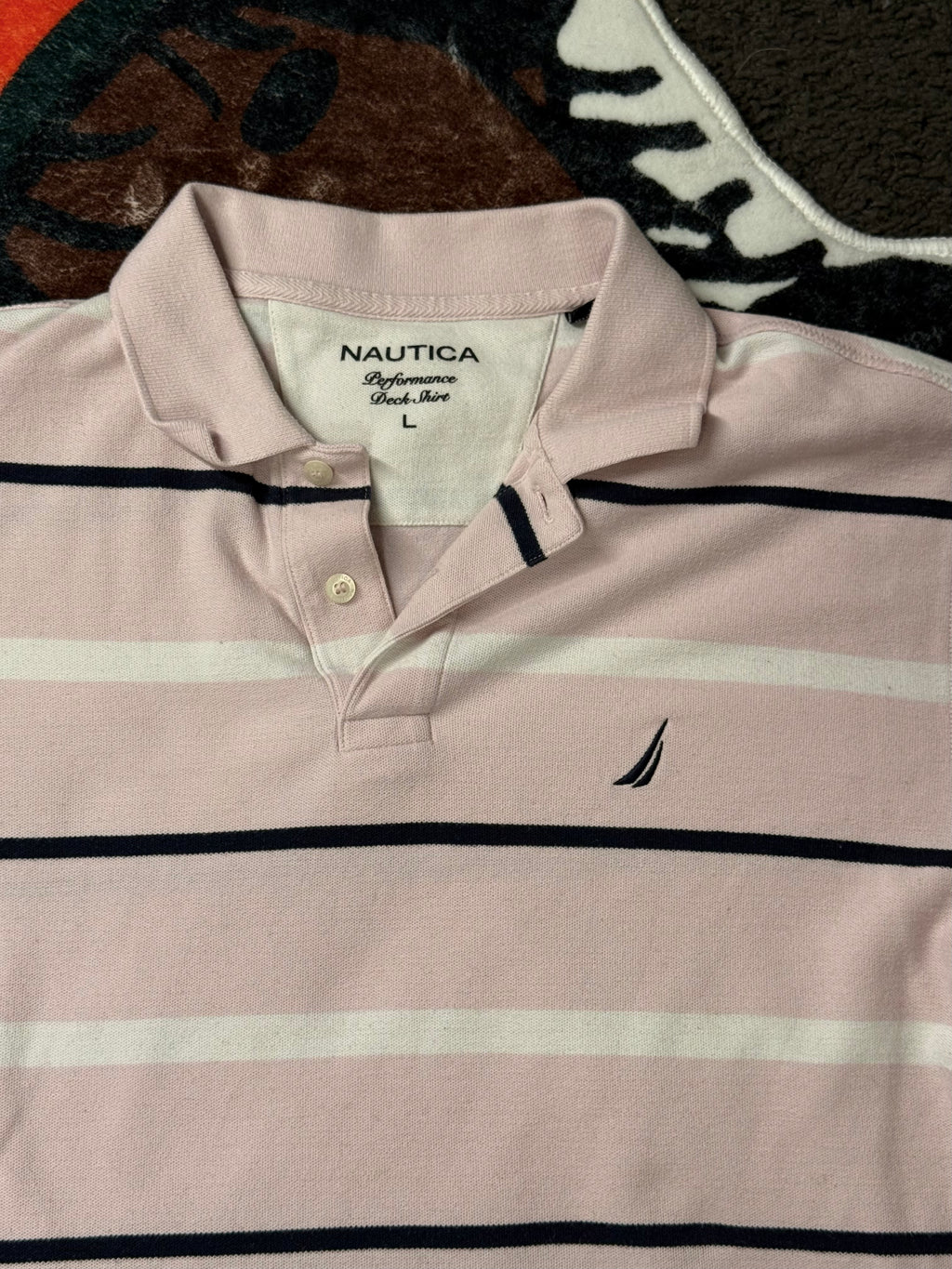 Nautica Polo Shirt gestreift in Pink/Weiss