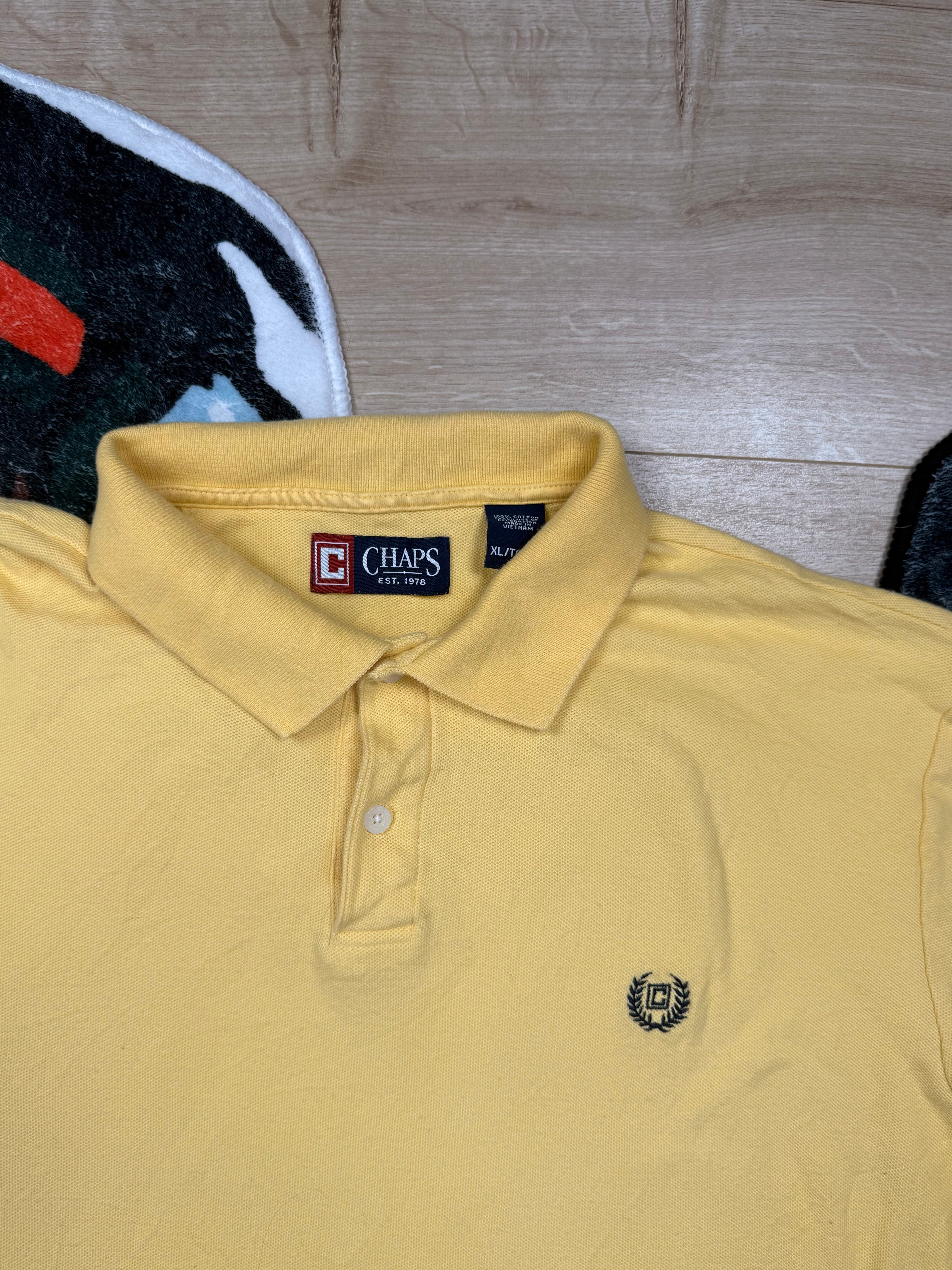 Chaps Men's Yellow Polo-shirt — Size XL